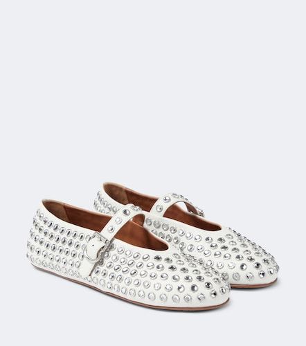 Crystal-embellished leather ballet flats - Alaia - Modalova