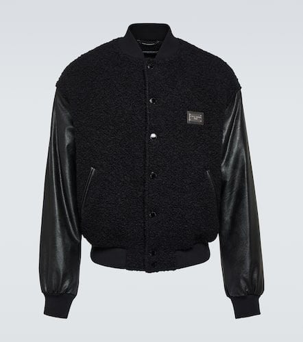 Bomber in misto lana con logo - Dolce&Gabbana - Modalova