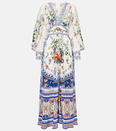 Vestido largo de crepé de seda estampado - Camilla - Modalova