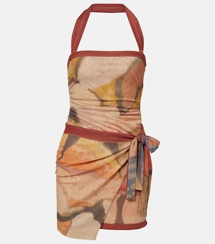 Printed halterneck mesh minidress - SIR - Modalova