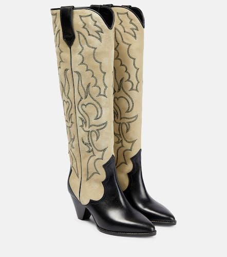 Leila leather and suede cowboy boots - Isabel Marant - Modalova