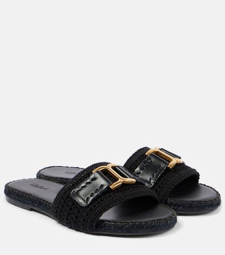 ChloÃ© Marcie leather-trimmed espadrille slides - Chloe - Modalova