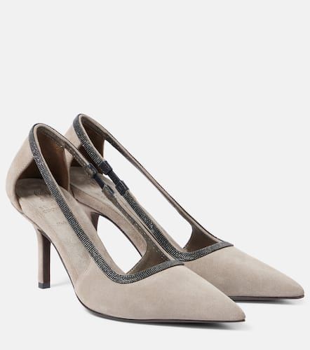 Pumps in suede con monili - Brunello Cucinelli - Modalova