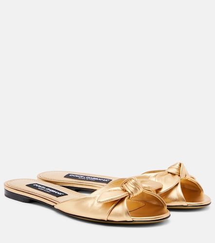 Metallic leather slides - Dolce&Gabbana - Modalova