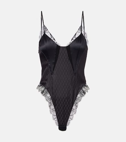 Lace-trimmed silk-blend satin bodysuit - Versace - Modalova