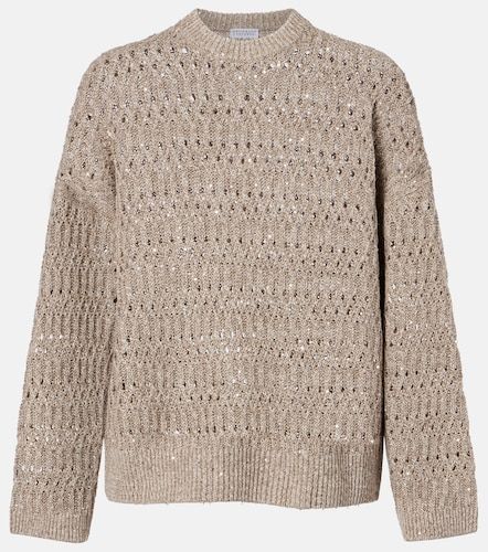 Sequined linen-blend sweater - Brunello Cucinelli - Modalova