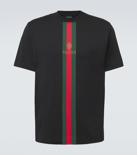 T-shirt Web Stripe in jersey di cotone - Gucci - Modalova