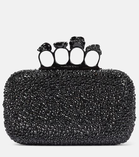Clutch Knuckle in pelle con cristalli - McQueen - Modalova