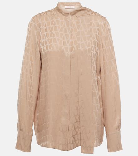 Monogram tie-neck silk blouse - Valentino - Modalova