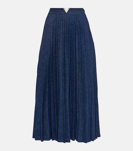 VGold pleated chambray midi skirt - Valentino - Modalova