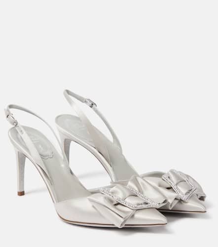 Bow-embellished satin slingback pumps - Rene Caovilla - Modalova