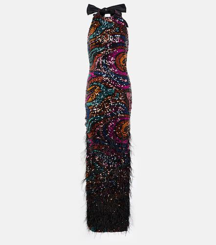 Kiki feather-trimmed sequined gown - Rebecca Vallance - Modalova