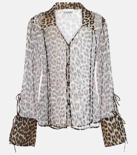 Camicia in chiffon con stampa leopardata - Ganni - Modalova