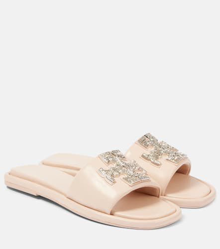 Double T embellished leather slides - Tory Burch - Modalova