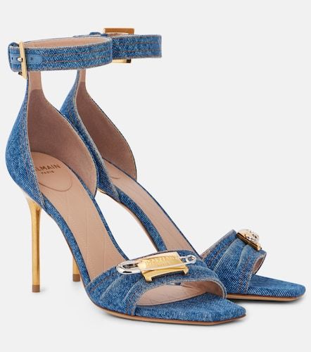 Balmain Sandalias de denim con logo - Balmain - Modalova