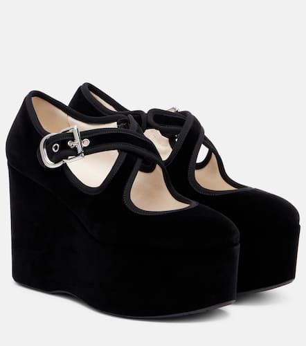 AlaÃ¯a Criss Cross 110 velvet wedges - Alaia - Modalova