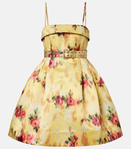 Pleated printed satin minidress - Ganni - Modalova
