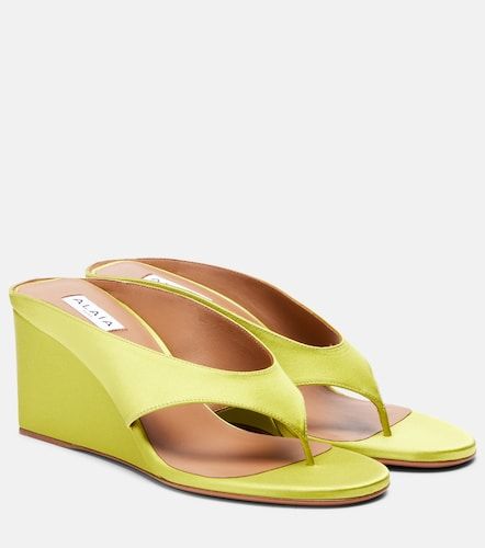 Alaïa Sandali infradito Cube in raso con zeppa - Alaia - Modalova
