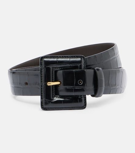 Soma croc-effect leather belt - Nour Hammour - Modalova