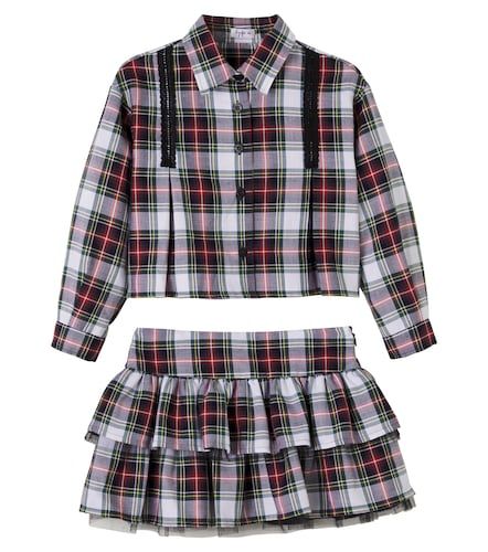 Set de camisa y falda de algodón a cuadros - Il Gufo - Modalova