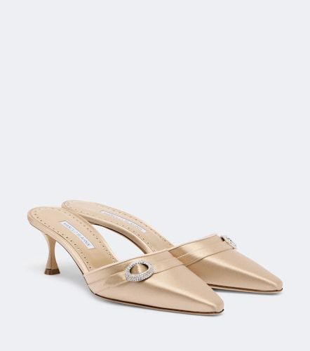 Mules de satén adornados - Manolo Blahnik - Modalova