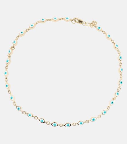 Mini Evil Eye 14kt and enamel anklet - Sydney Evan - Modalova