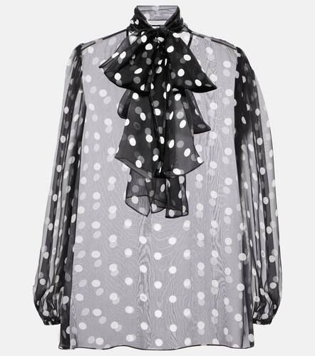 Polka-dot bow-detail silk chiffon blouse - Dolce&Gabbana - Modalova