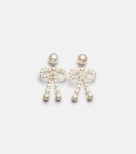 Bow 14kt drop earrings with freshwater pearls - Sophie Bille Brahe - Modalova