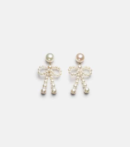 Bow 14kt drop earrings with freshwater pearls - Sophie Bille Brahe - Modalova
