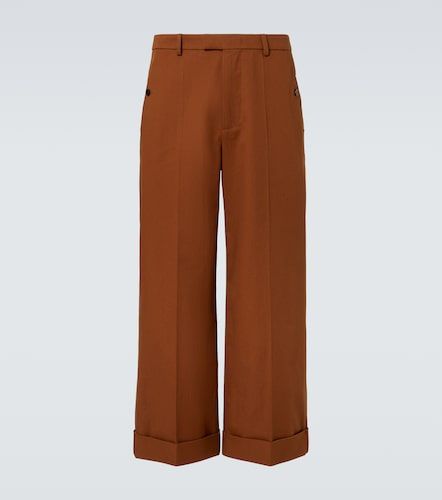 Pantalones anchos gabardina de algodón - Valentino Garavani - Modalova