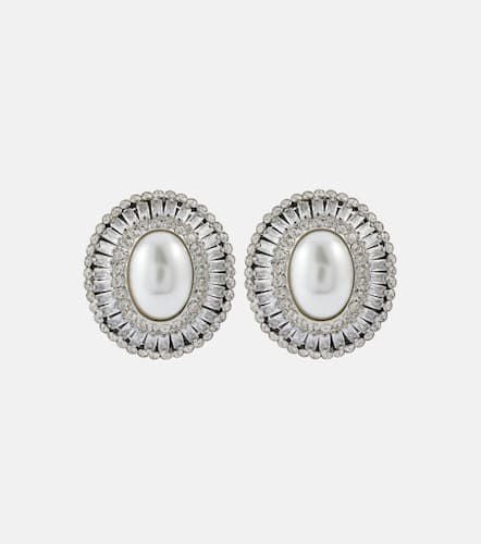 Crystal-embellished clip-on earrings - Alessandra Rich - Modalova