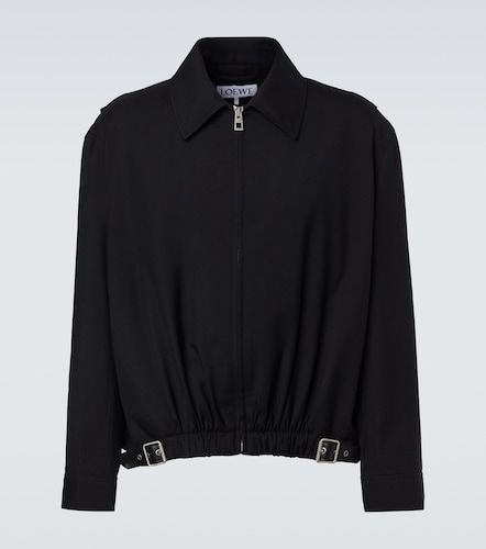 Belted leather-trimmed wool blouson - Loewe - Modalova