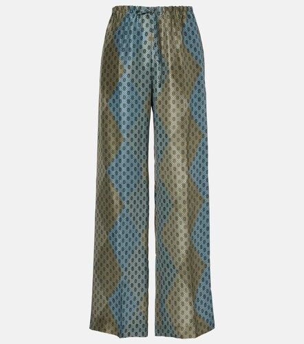 Printed silk satin straight pants - Dries Van Noten - Modalova
