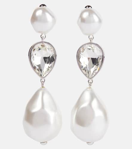 Crystal-embellished faux pearl drop earrings - Self-Portrait - Modalova