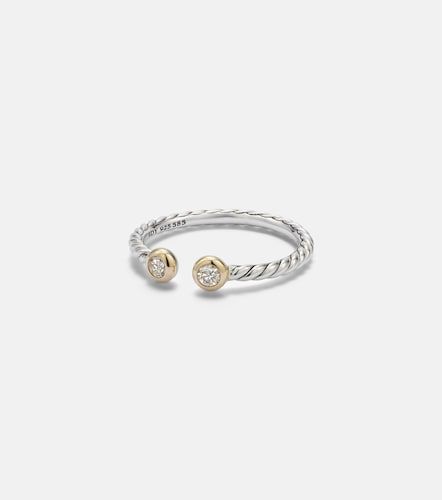 Anillo Cable Open de plata de ley y oro de 14 ct con diamantes - David Yurman - Modalova