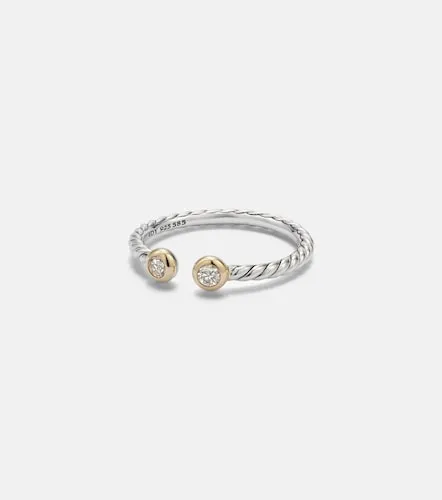 Cable Open sterling and 14kt gold ring with diamonds - David Yurman - Modalova