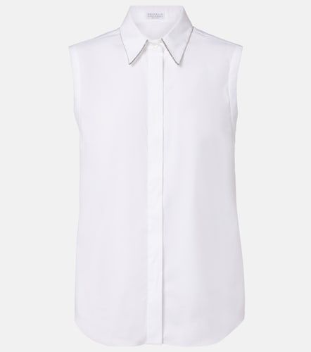 Top in misto cotone con monili - Brunello Cucinelli - Modalova