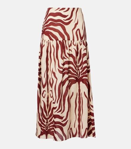 Falda larga de lino estampado - Johanna Ortiz - Modalova