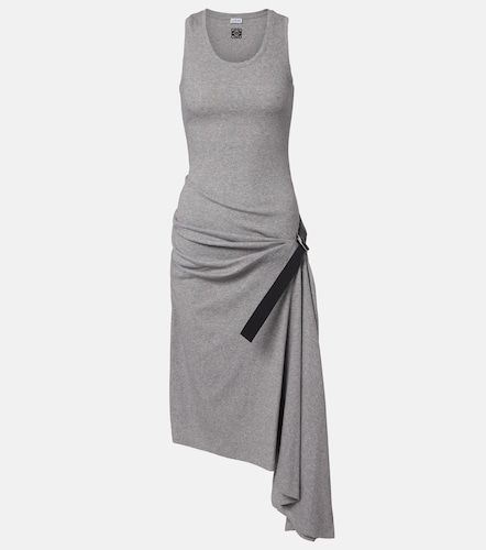Abito midi in misto cotone con cintura - Loewe - Modalova