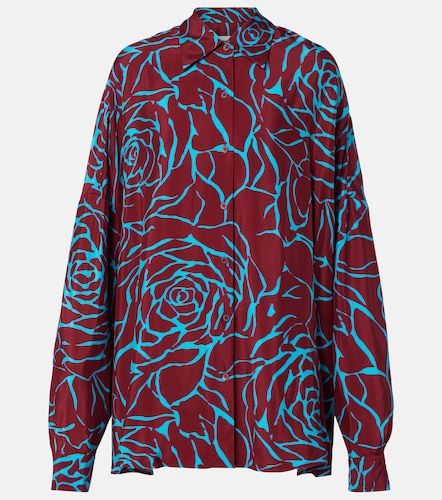 Camisa oversized de satén estampada - Dries Van Noten - Modalova