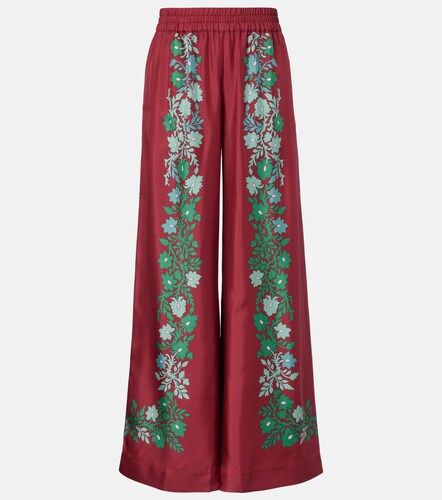 Floral silk twill palazzo pants - La DoubleJ - Modalova