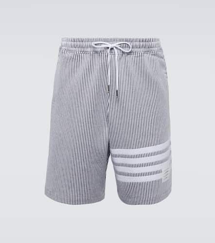 Bar striped seersucker cotton shorts - Thom Browne - Modalova