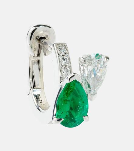 Serti sur Vide 18kt white gold single earring with diamonds and emerald - Repossi - Modalova