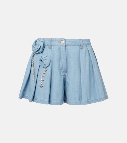 Area Floral-applique denim shorts - Area - Modalova
