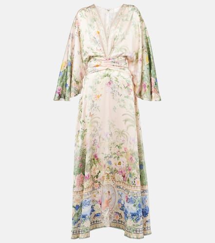 Robe longue en soie à cristaux - Camilla - Modalova