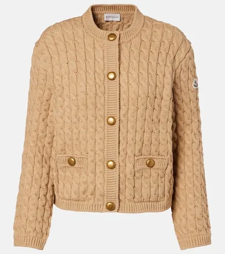Cable-knit cotton-blend cardigan - Moncler - Modalova