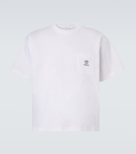 T-shirt in jersey di cotone con logo - Versace - Modalova