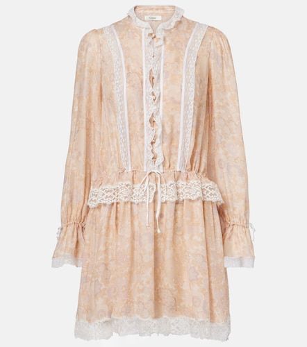 Floral silk charmeuse minidress - Chloe - Modalova