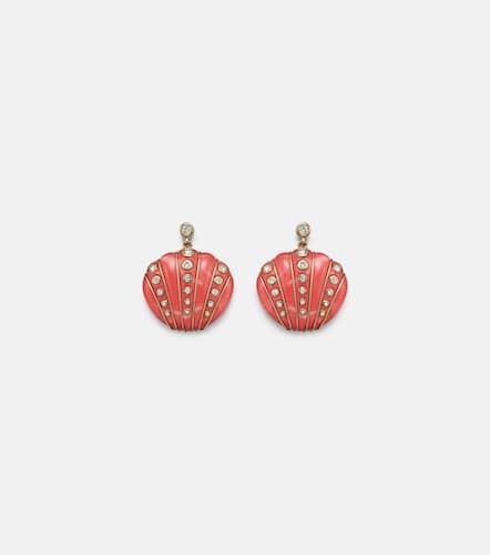 Yvonne LÃ©on Coquillage Corail 9kt gold earrings with diamonds and coral - Yvonne Leon - Modalova
