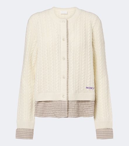 Cable-knit checked wool and cashmere cardigan - Moncler - Modalova